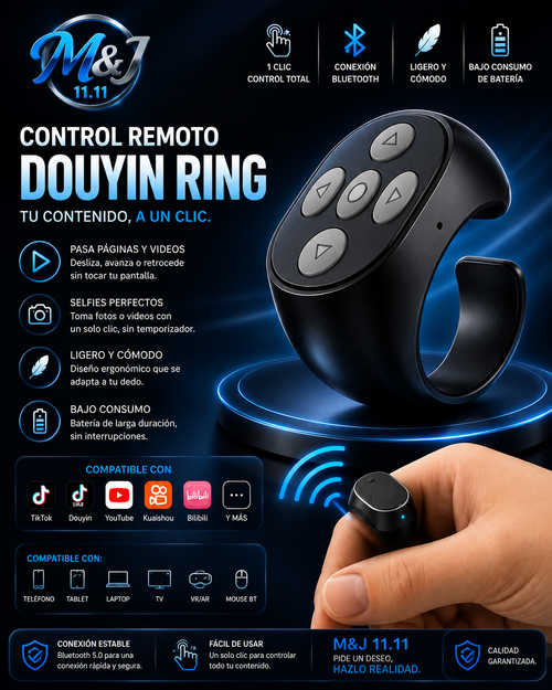 Anillo Control Remoto Bluetooth para Smartphone